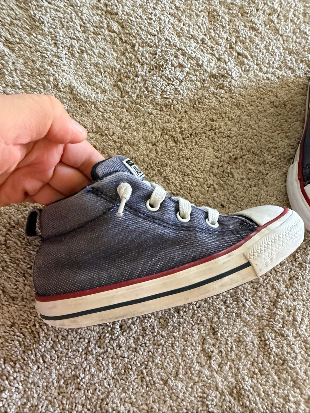 Converse Kids denim Canvas High-Top Sneakers with Red Trim